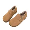 Botas de Nieve de Suela Gruesa de Hong Kong para Mujer 2025 Nuevo Otoño e Invierno Todo Incluido Retro Zapatos Birkenstock Zapatos Cálidos de Lana y Algodón con Forro de Felpa
