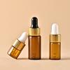 Botella pequeña Silvermai de 1-5 ml para aceite esencial, de vidrio marrón, con solución madre de esencia, con anilla vertical y gotero.