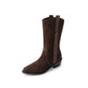 Botas vaqueras de ante con cabeza redonda, sencillas y versátiles, para un look estilizado, otoño 2024, nuevas y cómodas, de media caña para mujer
