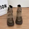 Botas Melard Martin de tacón grueso, estilo retro, para mujer, colección otoño 2026, que aumentan la altura, botines, botas de caña alta, botas de montar