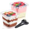 Caja de pastel mousse de lasaña taza de tamo de madera red de taza caja de postre rojo neto pesca de fruta yogur caja de leche de soya embalaje desechable