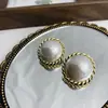 Aretes Grandes de Perla Trenzada de Encaje Estilo Minimalista, Aretes Exagerados de Personalidad Vintage para Celebridades de Internet, Elegantes Accesorios para Orejas de Estilo de Nicho de Moda
