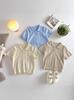Estilo Coreano Primavera e Verão 2025 Malha para Bebê Top Fino de Verão Gola Polo Pulôver Infantil