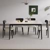 Mesa de comedor rectangular de madera maciza blanca pura con placa de roca para el hogar, apartamento pequeño, mesa de arroz de madera blanca y negra de lujo ligera