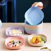 Plato para Huesos Paja de Trigo Bandeja Doméstica para Desperdicios de Mesa Plato para Huesos Frutas Plato para Bocadillos con Base Caja de Almacenamiento