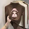 Camiseta térmica de manga larga para niña con forro polar, nuevo estilo otoño/invierno 2026, para niñas mayores y jóvenes, camiseta con cuello semi-alto