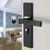 Fechadura de porta interna preta para quarto, fechadura silenciosa, sucção magnética, doméstica, simples, de madeira maciça, conjunto de fechadura de porta de quarto