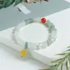 Pulseira de Bambu Verde Tianshan, Pulseira de Jade Seda Dourada Natural, Simbolizando Crescimento Contínuo, Pulseira de Bambu Unissex, Pulseira de Bambu Aventurina