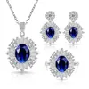Estilo Nuevo Europeo y Americano Exagerado Joyería de Piedras Preciosas de Color de Alta Calidad Conjunto de Rubí Anillo Collar Pendientes Joyería al por Mayor
