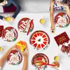Navidad Transfronteriza Fiesta Temática de Papá Noel Vajilla Desechable Vasos de Papel Platos de Papel Servilletas de Papel Mantel Banderín Venta al por Mayor