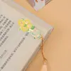 Marcador de Página Metálico Série Mini Flor Criativa Latão com Borla Estilo Chinês Clássico em Estoque Estilo Fofo