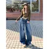 Jeans retro de pierna ancha lavados en azul para mujer, tendencia de primavera y otoño, nuevos pantalones rectos holgados versátiles que adelgazan, de tiro bajo