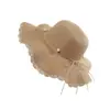Sombrero Estilo Coreano para Mujer, Ala Ancha de Verano, Lazo de Perlas, Borde Ondulado Sombrero de Paja, Salida a la Playa, Vacaciones, Sombrero para el Sol Protección Solar