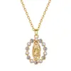 Acero de Titanio Forma de Huevo Perla Retrato Estilo Palacio Elegante Collar Completamente Incrustado de Diamantes para Mujer Cadena Versátil para Clavícula Cadena de Acero de Titanio