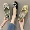 Zapatos de Salón para Mujer 2023 Suela Blanda Nuevo Popular en Internet Estilo Primavera Noche Cuero Suave Combinan con Todo Suave Escote en V Guisante Planos Zapatos de Tarde