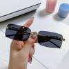 Nuevas gafas de sol cuadradas sin marco con decoración de guepardo, estilo europeo y americano, personalizadas, de metal retro.