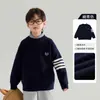 Suéter Infantil Masculino Gola Redonda 2026 Outono Inverno Novo Kids Anti-Pilling Malha Quente Crianças Maiores Roupas de Inverno Moderno