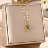 Giratório Girassol Colar Moda Feminina Luz Luxo Girassol Pingente Nicho Design Sense 18K Ouro Titânio Aço Clavícula Cadeia