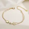Pulsera Aogu Bestseller Transfronteriza Estilo Marino Estrella de Mar Doble Capa Apilable para Mujeres, Pulsera de Acero Inoxidable con Galvanizado al Vacío de Estrella