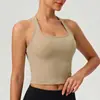 Chaleco Deportivo Cruzado de Tela Cepillada con Espalda Nadadora para Mujer, Ajustado de Secado Rápido Casual para Correr Fitness Ropa de Yoga 8819