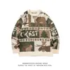 Suéter de Punto Cuello Redondo para Hombre 2025 Suéter con Dibujos Animados Retro Tendencia Streetwear Holgado de Punto para Parejas