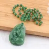Colgante de Jade Verde Esmeralda Natural de Birmania Imitación Punto Turístico Caliente Empuje Drenaje Dinero Pixiu Guanyin Colgante Cadena de Suéter
