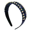 Diadema de terciopelo con pedrería de fábrica, ala ancha, decoración para fiestas y festivales europeos y americanos, diadema de lujo de alta gama