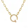 Colar Kajia cravejado com diamantes em toda a extensão, com pontas e extremidades em diamante, corrente para clavícula, banhado a ouro rosa 18K espesso, finamente trabalhado, mesmo estilo do pingente de influenciador popular