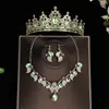 Conjunto de tres piezas de tiara de corona, accesorio para el cabello, collar, pendientes, diadema de corona de novia princesa, accesorios para vestido de novia