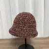 Sombrero de pescador de lana multicolor estilo otoño e invierno, versión coreana, simple y versátil, cálido y grueso, adecuado para circunferencia de cabeza grande, hace que la cara se vea más pequeña