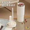 Taza Termo Interior de Cerámica para Mujer, Elegante Taza de Café con Asa de Acero Inoxidable, Botella Portátil de Gran Capacidad para Mantener Fría el Agua con Hielo