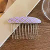 Pasador de Peine de Cuadros Azules para Mujer, Herramienta para Flequillo Lateral y Peinado, Pinza de Pelo Esponjosa Dulce de Corona Alta