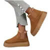Nuevas Botas de Nieve Gruesas para Mujer Otoño/Invierno 2025 con Forro de Felpa, Botines de Algodón Slip-On de Punta Redonda para Amazon