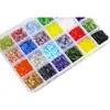 Set de Cuentas de Tubo de Vidrio de 24 Compartimentos 2*3mm/7*2mm Tubos Rectos Rellenos de Plata Cuentas para Manualidades Bordado Joyería