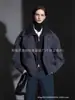 25 Nuevas Prendas de Abrigo Cortas de Invierno Falsas de Dos Piezas Acolchadas a Cuadros con Cuello Alto de Algodón Casual Versátiles de Lana Doble Cara para Mujer