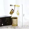 Portavelas Giratorio Estilo Europeo, Sencillo Moderno de Hierro y Vidrio Estilo Americano, Accesorio para Cena a la Luz de Velas