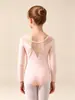 Ropa de baile infantil transfronteriza, algodón puro, absorbente de sudor, manga larga y manga corta, con inserciones de malla, entrepierna abierta, botones ocultos, ropa de práctica para danza china