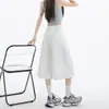 Jeans Crop de Tiro Alto Rectos de Pierna Ancha Holgados Estilo Americano Color Blanco Crudo para Mujer, Diseño Personalizado de Verano, Pantalones de Media Longitud Holgados de Pierna Ancha High Street para Mujer