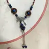 Colar Pingente de Sino de Borboleta de Cerâmica Estilo Étnico Retrô Design Feminino Novo Acessórios de Corrente Longa para Suéter da Moda