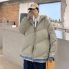 Abrigo acolchado de algodón de dos piezas falso con costuras vaqueras de marca de moda de invierno para hombre, abrigo acolchado de algodón grueso para pareja