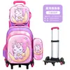 Mochila de Bordo 3D Rígida com Design Côncavo e Convexo, Conjunto de Três Peças de Mochila de Rodinhas para Alunos do Ensino Fundamental, Lancheira, Bolsa de Desenho Animado, Mochila de Rodinhas