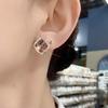 Aretes de Cristal Púrpura Diamante Aguja de Plata Exquisitos Versátiles Elegantes Aretes Diseño Nicho Japonés y Coreano Aretes Geométricos