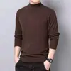 Comercio Exterior Otoño Invierno Felpa de Doble Cara Base de Punto Camiseta de Hombre Cuello Medio Alto Versátil Engrosada Cálida Manga Larga Hombre