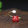 Anel feminino incrustado Pixiu com areias roxas de alto conteúdo da cadeia de suprimentos ao vivo Cinnabar Zodiac Tiger Cinnabar Ring