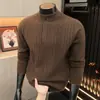 Suéter de tricô jacquard texturizado com gola alta para homens, de compras internacionais no AliExpress, com patches de ombro e manga contrastantes, moletom esportivo de manga longa