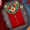 Tela de Brocado de Lujo para Boda, Sobre Rojo con Carácter de Bendición, Bolsa de Sobre Rojo para Ceremonia de Té de Boda, Paquete Rojo de Tela de Tamaño Grande