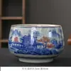 Jingdezhen Porcelana Azul y Blanca Lavador de Té Cerámica Grande Antiguo Tazón de Té para Preparar Té Tazón de Agua Cubo de Té Elegante Cubo para Posos de Té Grande
