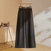 Calça jeans feminina de perna larga, feita sob medida para baixinhas, novo modelo outono 2026, com efeito drapeado, modeladora, versátil, casual, comprimento cropped