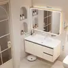 Gabinete de baño de aluminio de panal engrosado con lavabo de cerámica integrado y unidad de tocador
