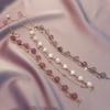 Celebridad de Internet Super Inmortal Mori Pulsera Falsa de Dos Piezas Cadena Metálica para Mujer Perla Cristal de Fresa Pulsera Hecha a Mano con Perlas Pulsera para Novia Estudiante